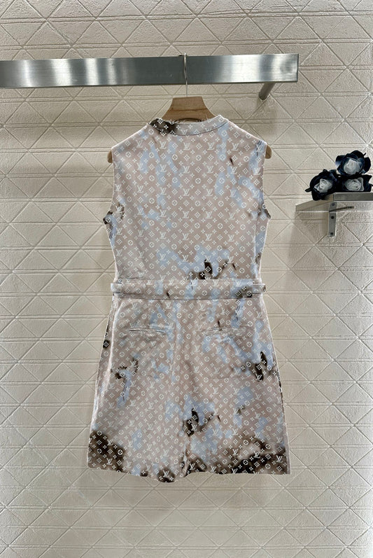 Printed gradient vest dress