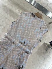 Printed gradient vest dress