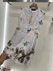 Printed gradient vest dress