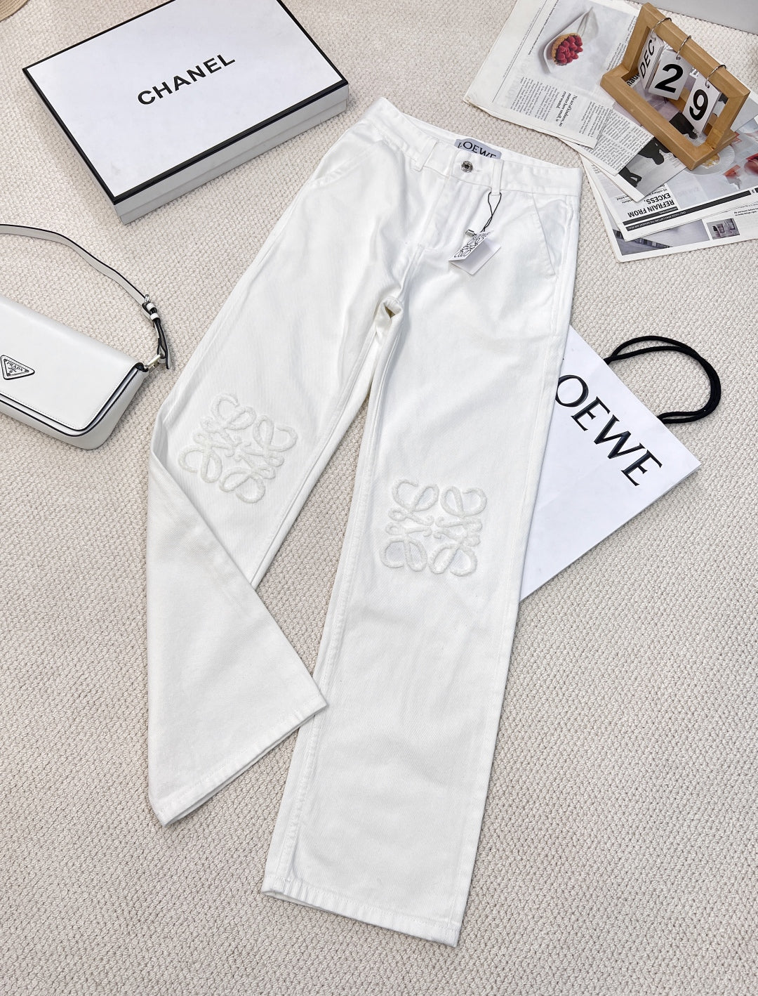 Classic white denim trousers
