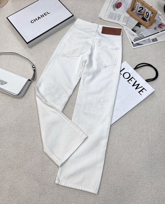 Classic white denim trousers