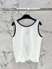 Button design three-dimensional bow knitted vest