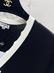 Bow Colorblock V-Neck Knit Cardigan