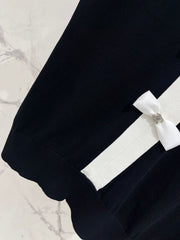 Bow Colorblock V-Neck Knit Cardigan
