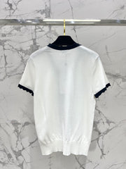 Bow Colorblock V-Neck Knit Cardigan