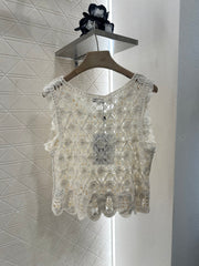 Lace hollow knitted vest