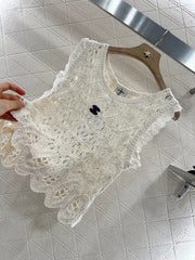 Lace hollow knitted vest