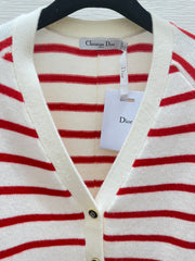 Striped V-neck knitted cardigan
