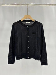 Sequined yarn knitted cardigan