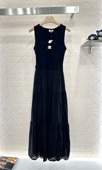 Knitted patchwork vest long skirt