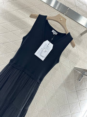 Knitted patchwork vest long skirt