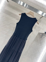 Knitted patchwork vest long skirt
