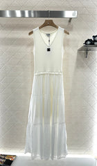Knitted patchwork vest long skirt