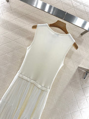 Knitted patchwork vest long skirt