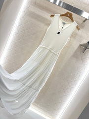 Knitted patchwork vest long skirt