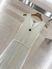 Knitted patchwork vest long skirt
