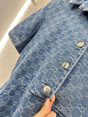 Belt jacquard denim dress