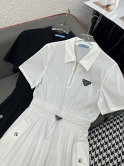 Drawstring Lapel Dress
