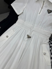 Drawstring Lapel Dress