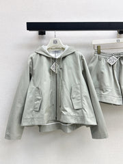 Hooded jacket + elastic waist shorts