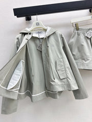 Hooded jacket + elastic waist shorts