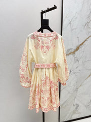 Printed deep V-neck dress