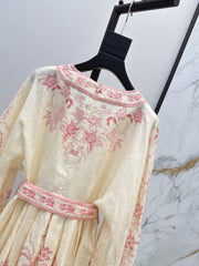 Printed deep V-neck dress
