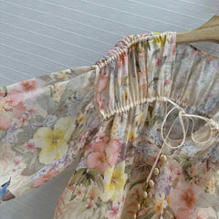 French shirt with flower and bird prints