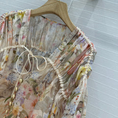 French shirt with flower and bird prints