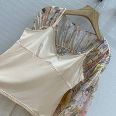French shirt with flower and bird prints
