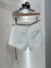Denim shorts with waist cord
