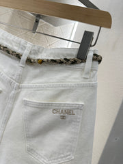 Denim shorts with waist cord