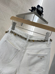 Denim shorts with waist cord