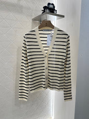 Striped knitted cardigan