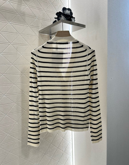 Striped knitted cardigan