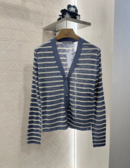 Striped knitted cardigan