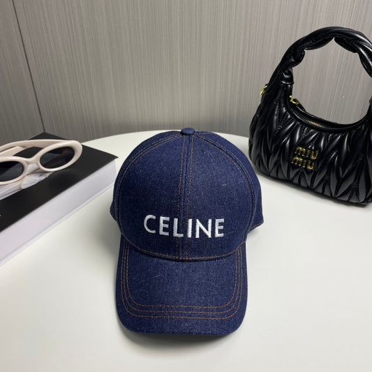 Denim embroidered baseball cap