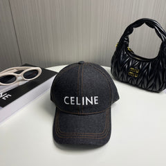 Denim embroidered baseball cap