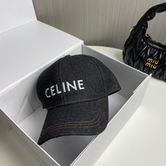 Denim embroidered baseball cap