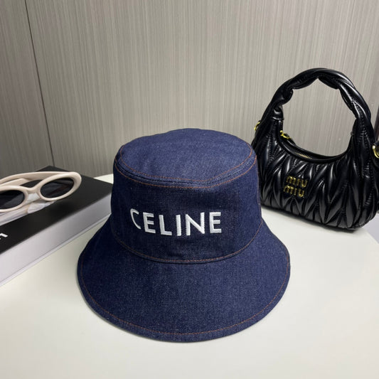 Denim embroidered bucket hat