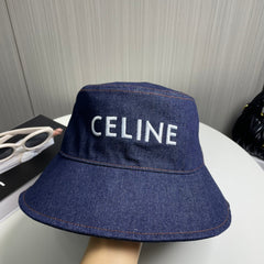 Denim embroidered bucket hat
