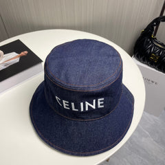 Denim embroidered bucket hat