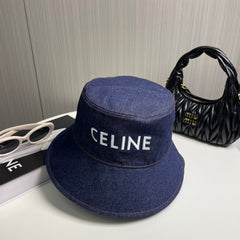 Denim embroidered bucket hat