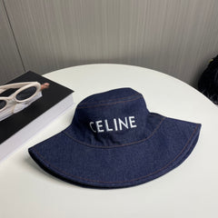 Denim embroidered bucket hat