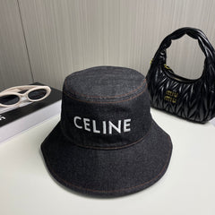 Denim embroidered bucket hat