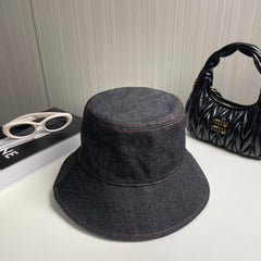 Denim embroidered bucket hat