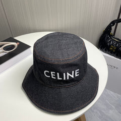 Denim embroidered bucket hat