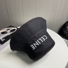 Denim embroidered bucket hat