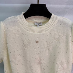 Puff sleeve knitted short sleeves