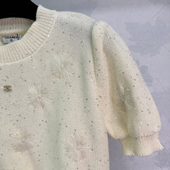 Puff sleeve knitted short sleeves